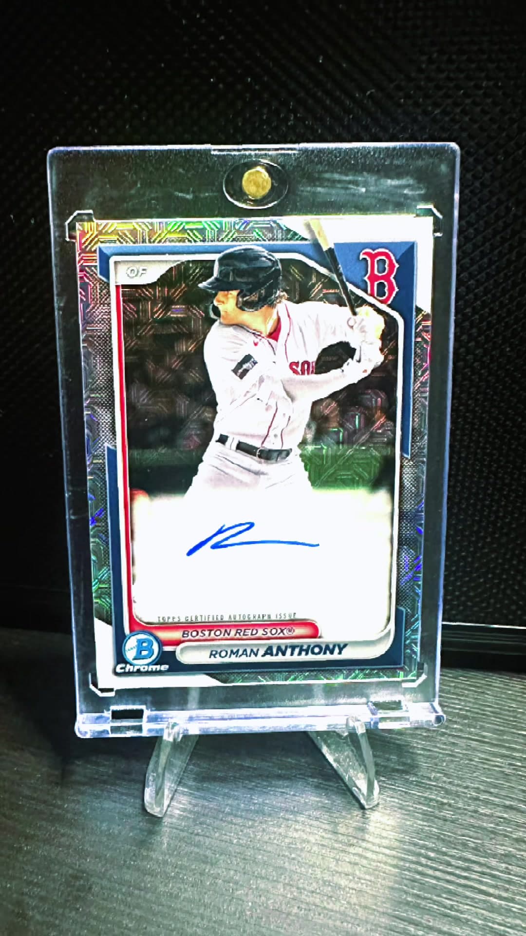 🔥One of my favorite cards in my inventory! Card of the Day goes to Roman Anthony and this 2024 Bowman Chrome Mega Box Mojo Autograph! #fyp