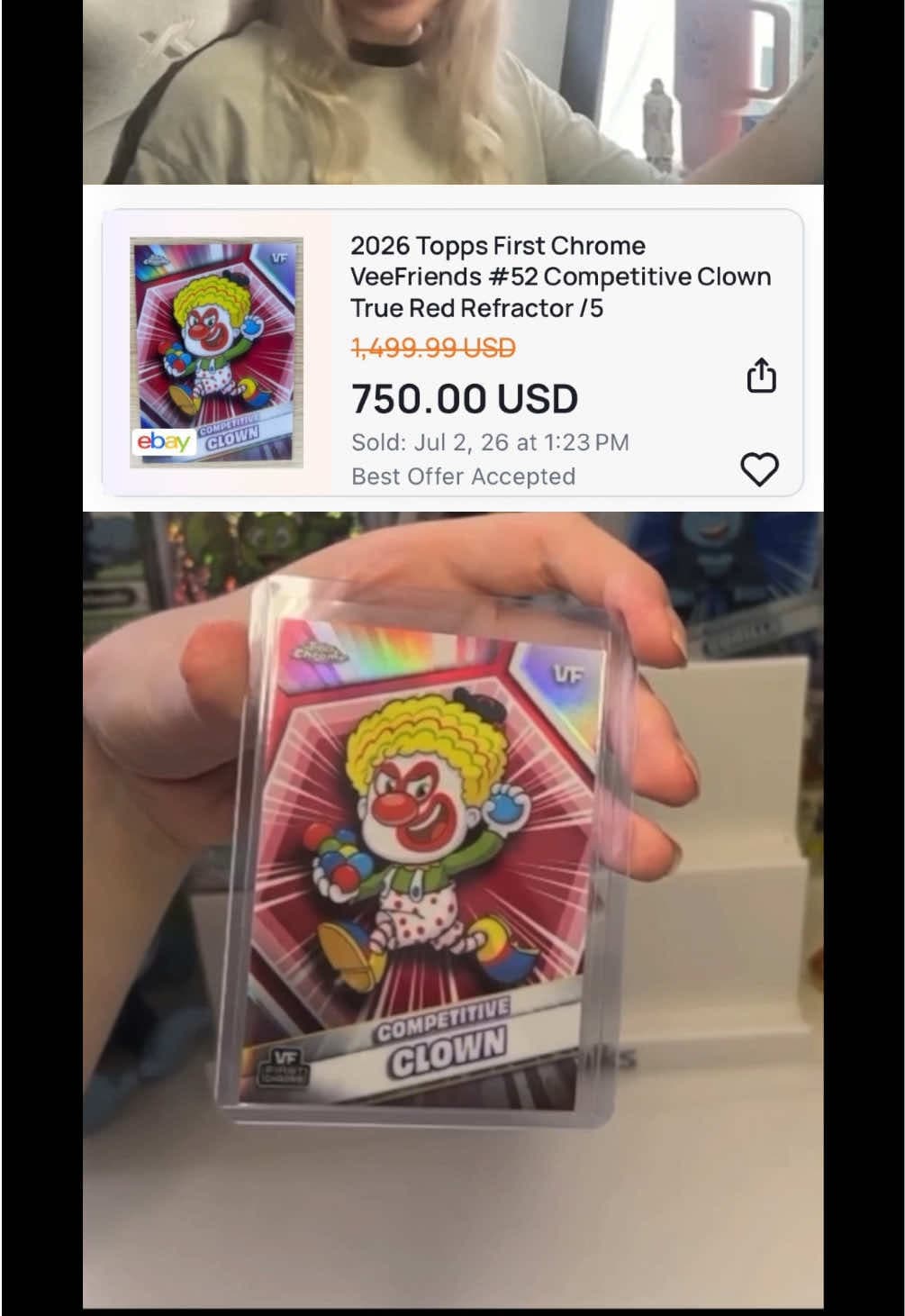 /5 true red competitive clown pull🤡 ❤️🔥 Join me next time on Whatnot @bethsbreaks #veefriendscards #pulloftheday #veefriends #cardcollect