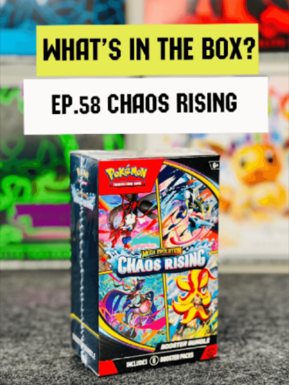 WITB Ep58 – Chaos Rising Booster Bundle 🌪️ Episode 58 of What’s in the Box? Back into Chaos Rising… again. Another Booster Bundle, another