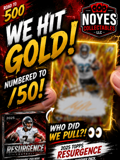 WE HIT GOLD! 🔥👀 A GOLD autograph numbered /50 came out of today's 2025 Topps Resurgence pack! But who did we pull?! 👀🏈 #ToppsResurgence