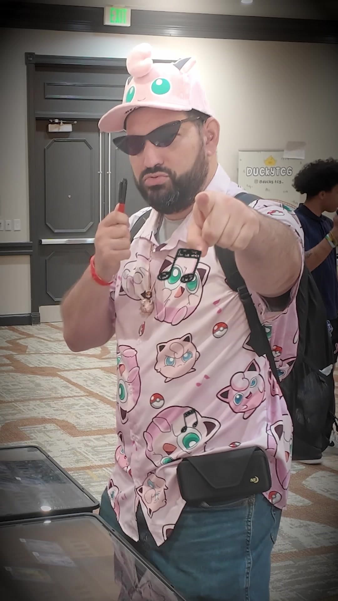 Joaquin performing jigglypuff dubstep 😎 . . . . Edited by @Brian . . . #pokemonvendorpov #hobby #pokemon #cards #bearddadsgoatedchat