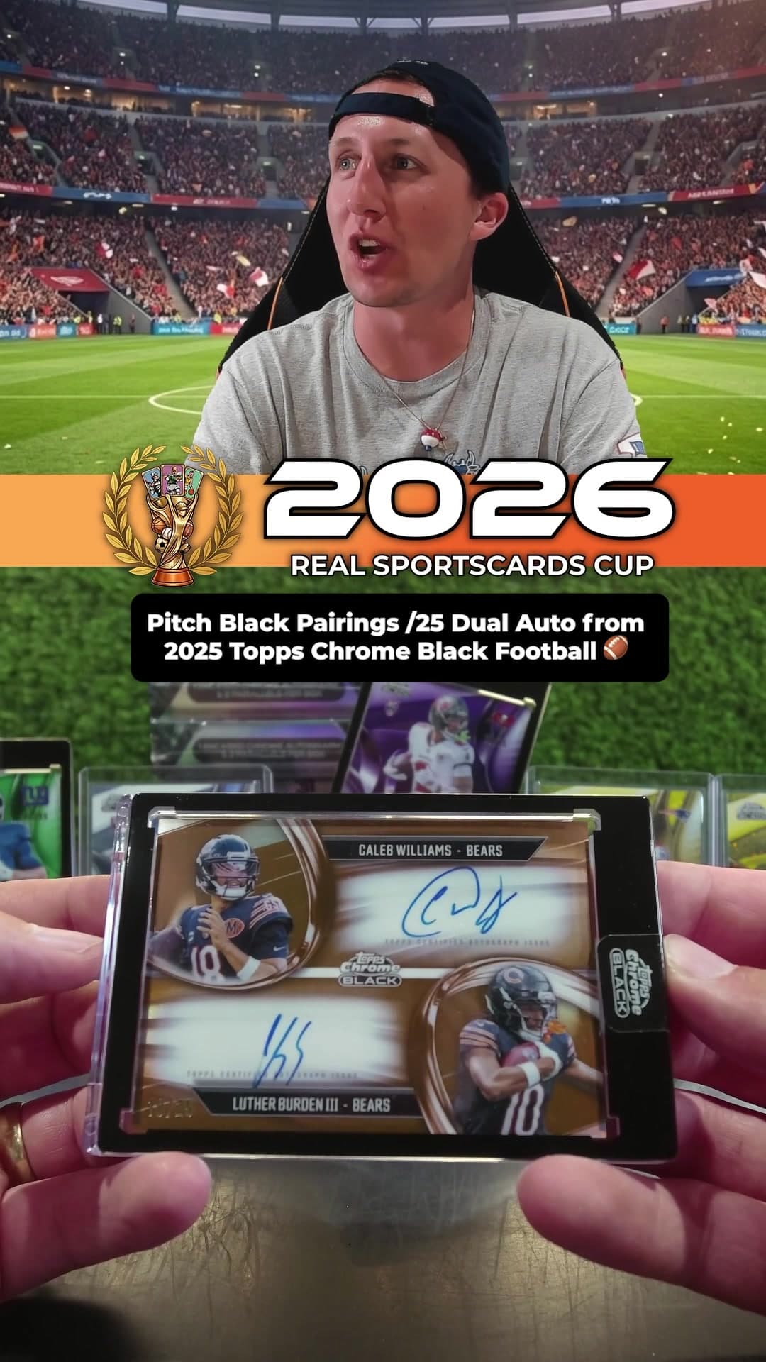 Pitch Black Pairings Dual Auto pulled from a 2025 Topps Chrome Black Football break on the Real Sportscards App 🏈 #toppschromeblack #toppsfootball #thehobby #footballcards #toppschrome