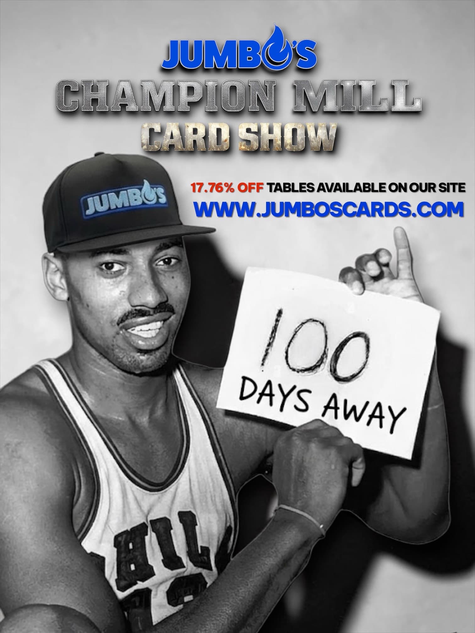 We are 100 DAYS away from Jumbo’s Champion Mill Card Show! 🔥 Will you be one of the thousands in attendance this September? 🤔 Grab a 17.76